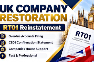 estore your dissolved UK company, reinstate UK ltd and prepare rt01