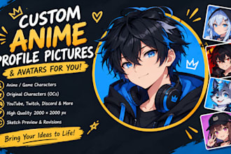 draw beautiful anime profile picture, avatar, icon