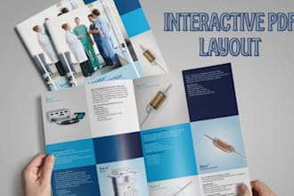 design medical equipment catalog, interactive pdf layout, technical data sheet