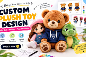 design custom plush stuffed toy doll design mascot character for your brand