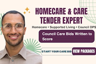 write homecare, domiciliary care and supported living tender bids for councils