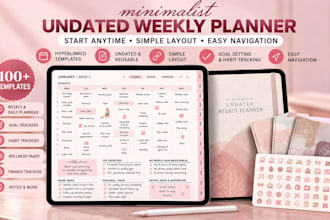 design etsy digital planner journal design fillable workbook tracker or calendar