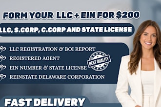 get us the llc and ein for delaware reinstatement, annual report