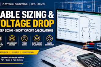 electrical cable sizing, voltage drop, feeder and short circuit calculations