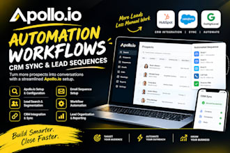 set up apollo automation, workflows CRM integration,  and lead sequences