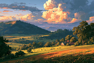 modern watercolor landscape illustration