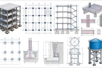 design slabs, beams, columns, foundations, retaining walls and water tanks