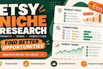 research etsy niches, products, competitors and market opportunities