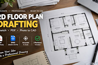redraw your floor plan in cad from a sketch or PDF