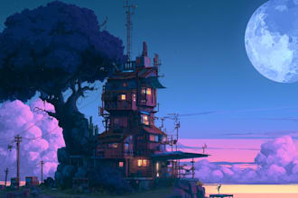 draw pixel art illustration or background