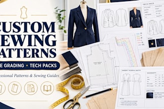 custom sewing patterns with grade sizes clothing patterns tech packs
