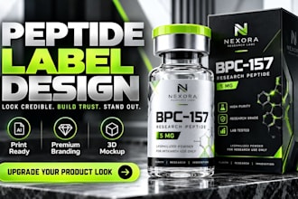 design research peptide vial label peptide label design peptide packaging design