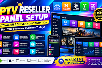 setup reseller panel,strong8k,trex, dream4k panel, megaott,lionott server, whcms