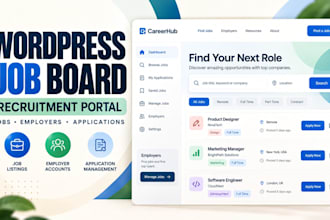 build wordpress job board, recruitment portal, employer dashboards, job listings