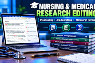 review, proofread, and format nursing and medical research