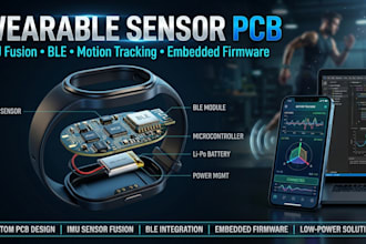 design wearable sensor pcb, imu fusion ble motion tracking and embedded firmware