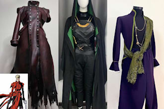sew custom cosplay costume, anime cosplay outfit, fabric and handmade costumes