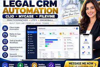 setup clio mycase filevine practicepanther litify smokeball legal CRM automation