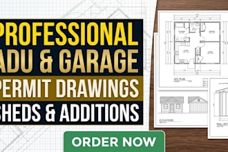 draw adu garage and shed permit drawings for building permit