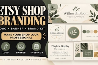 design etsy shop banner logo and complete branding kit