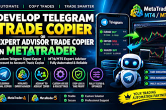 code custom telegram trade copier or expert advisor trade copier in metatrader
