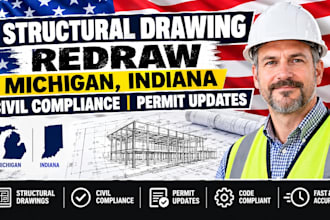 structural drawing redraw michigan, indiana civil compliance, permit updates