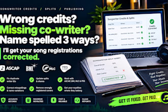 fix wrong songwriter credits, splits and cover song registrations