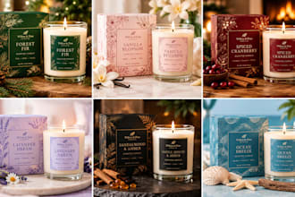 design luxury candle labels, christmas labels and product packaging