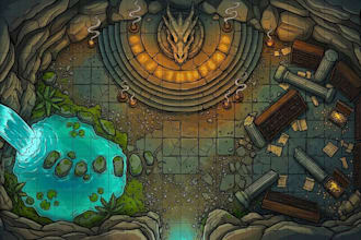 design custom fantasy rpg dnd battle map for vtt fountry or tabletop rpgs