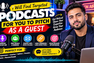 find targeted podcasts for you to pitch as a guest