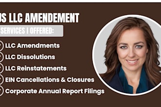 file llc amendment, dissolve llc, reinstate llc, change ein, or name address