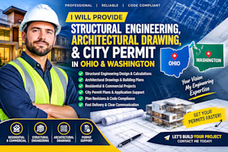 structural engineering, architectural drawing, city permit in ohio, washington