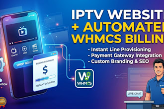 build automated iptv website with whmcs billing and payment gateway