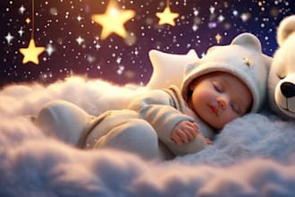 create lullaby music, bedtime, kids, baby sleeping music video