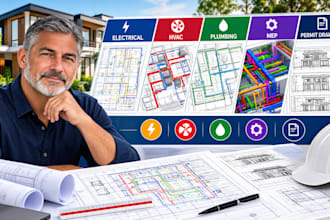 design electrical, hvac, plumbing, mep and permit drawings