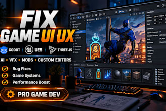 fix game UI UX godot games unreal engine mods 2d threejs ai vfx custom editors