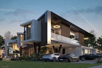 3d luxury private residence,tropical duplex render,remodel costal villa exterior