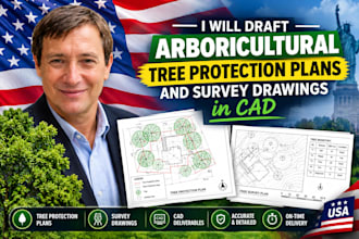 draft arboricultural tree protection plans and survey drawings in cad