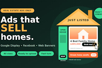 create google and facebook display ads, web banners for real estate campaigns