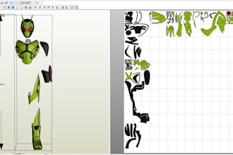 create custom pepakura cosplay template, cosplay armor, eva foam sewing pattern