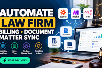 automate law firm billing document matter sync zapier make n8n