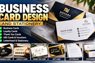 design professional business cards, loyalty cards, thank you card and stationery