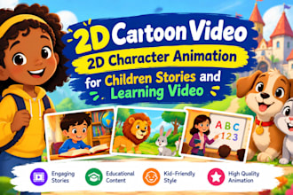 2d cartoon video, 2d character animation for children stories and learning video