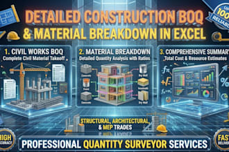 create detailed construction boq and material takeoff from drawings in exel