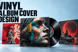 do premium album cover design hip hop and vinyl  decal style cd cover 3d mockup