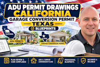 adu permit drawings california, garage conversion permit texas, blueprints