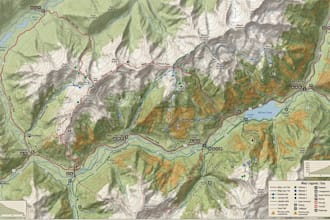 design hiking maps, trail maps, tourist maps, adventure maps travel illustration