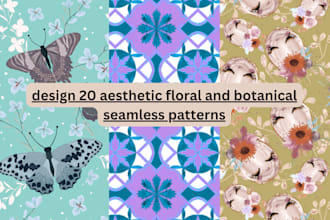 design 20 aesthetic floral and botanical seamless patterns