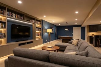 design basement renovation floor plans and 3d model with realistic renders
