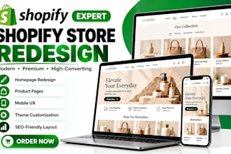 redesign shopify store, homepage layout, productpage and mobile navigation, ux